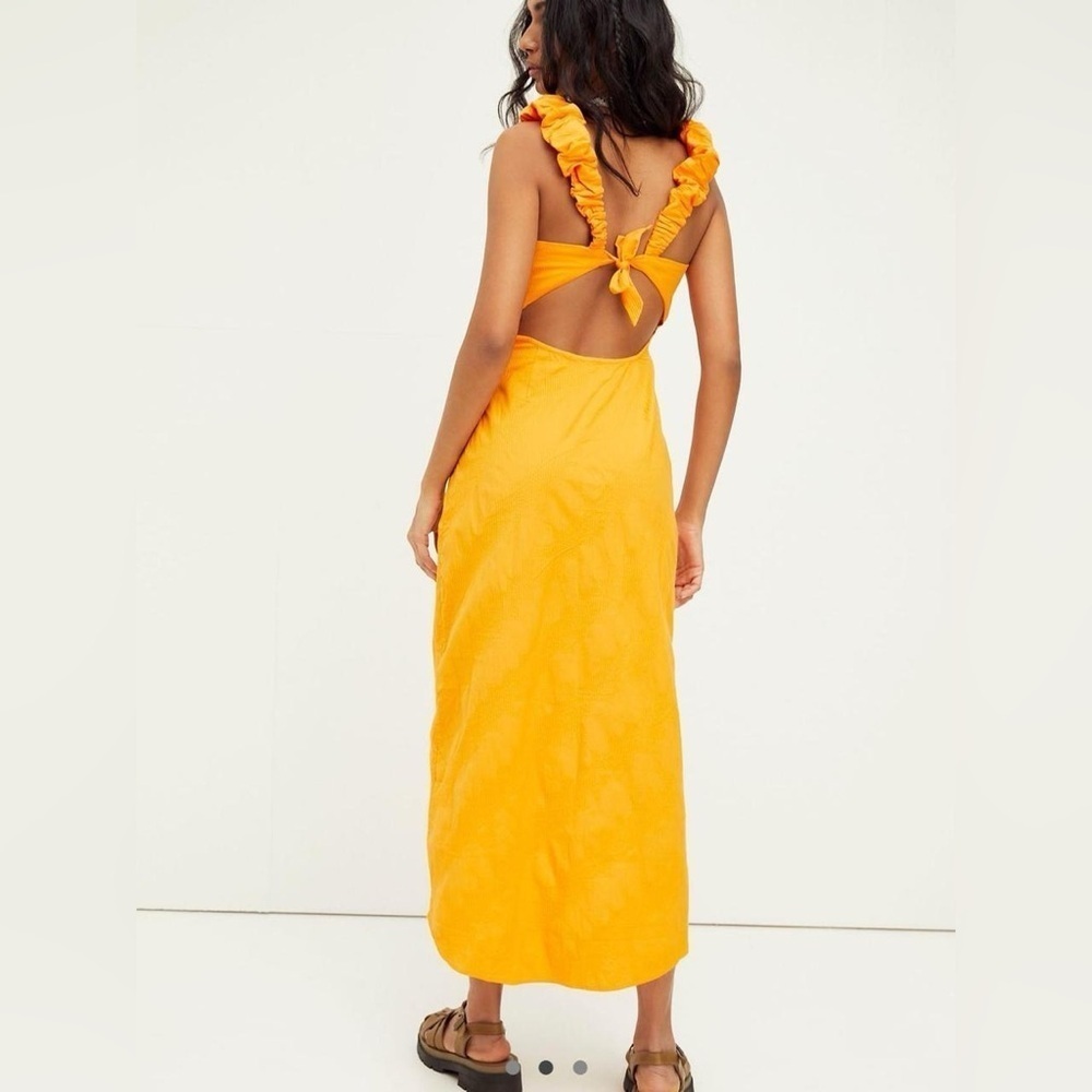 Free People At Dusk Midi Dress Poppy Field Orange Boho Size Small - Picture 2 of 9